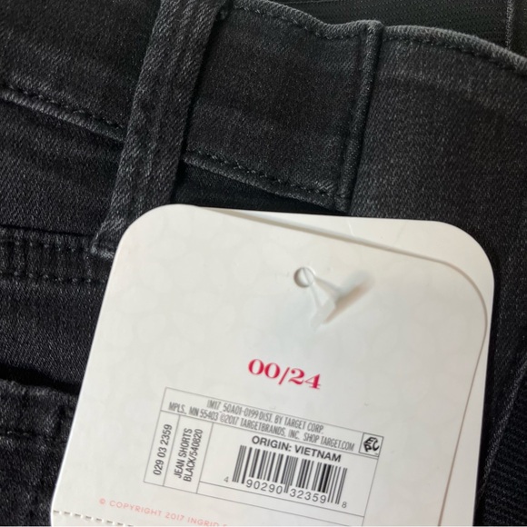 Isabel Maternity Side Inset Panel Black Midi Jean Raw Hem Shorts Size 00/24 New! - Picture 12 of 12